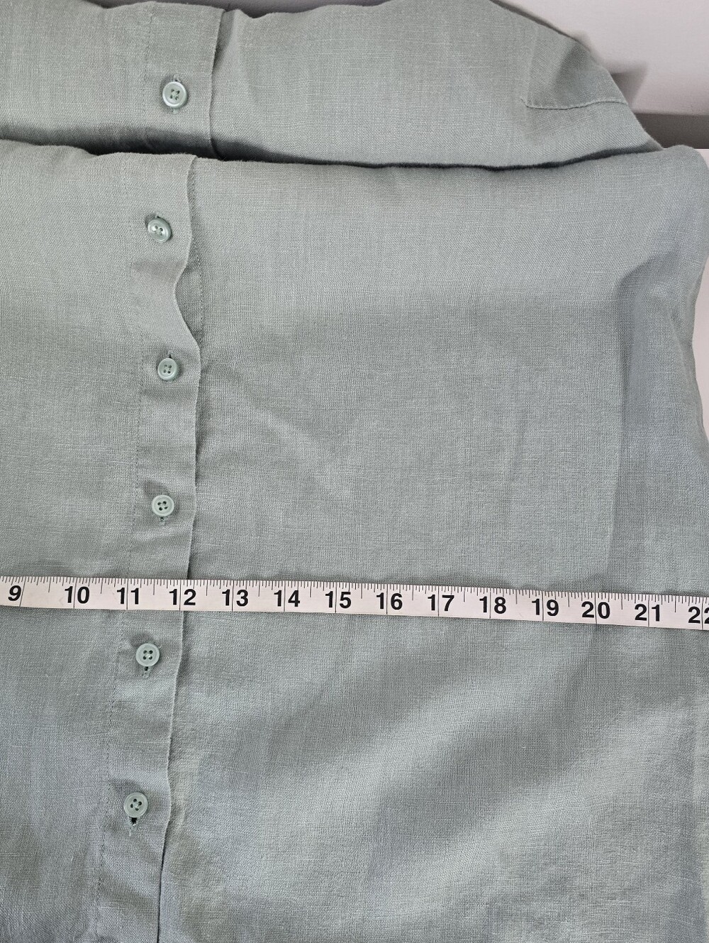 Garnet Hill Sage Classic Linen Shirtdress 10 Collared Button Front Minimalist - Picture 10 of 11